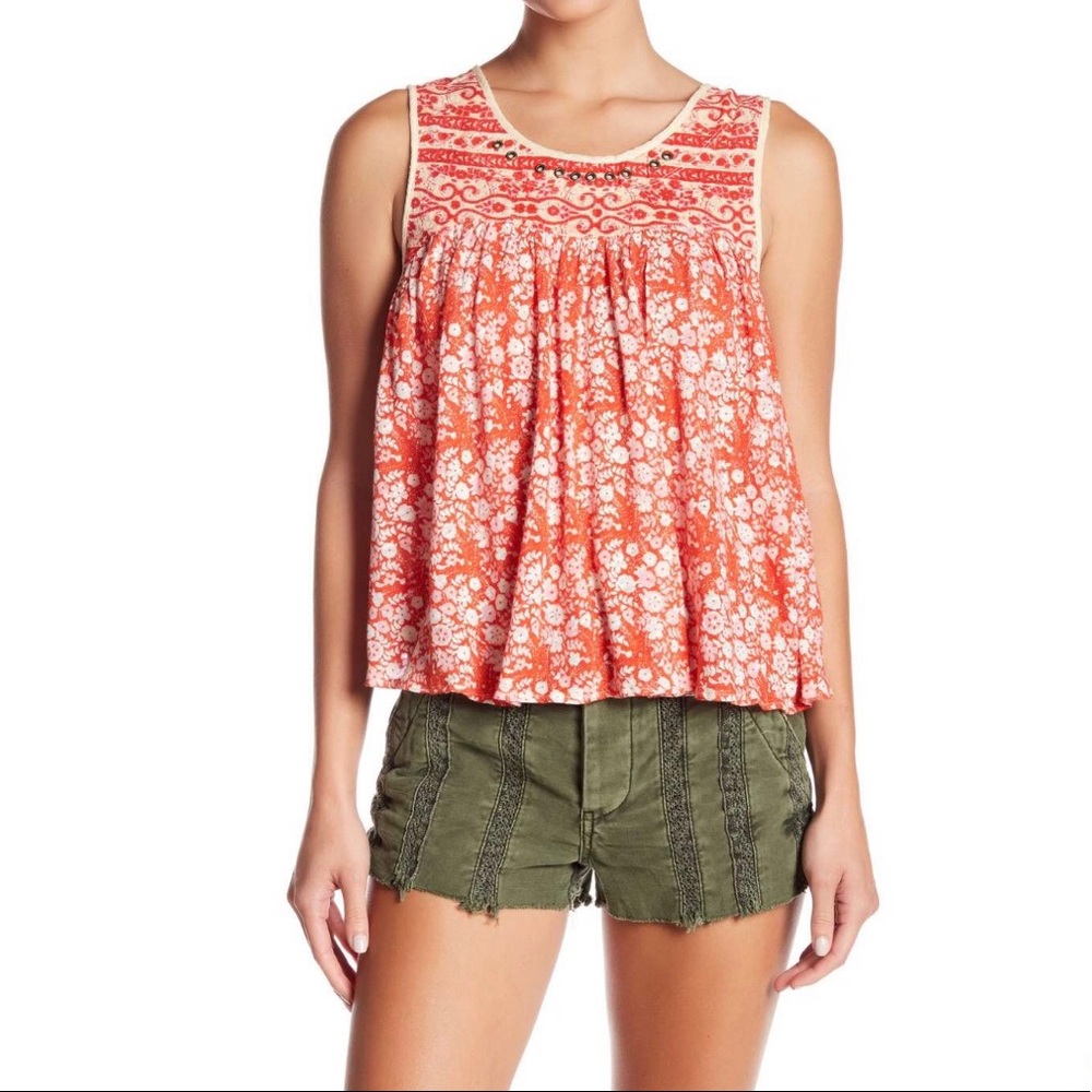 Free people lucky coin linen tank